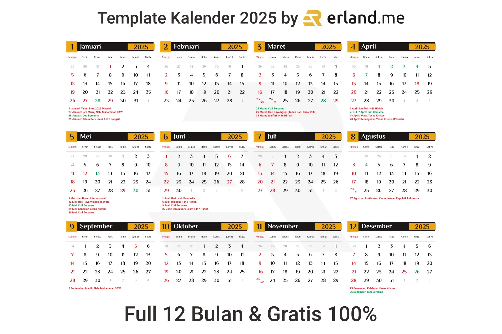 free download template kalender 2025 cdr