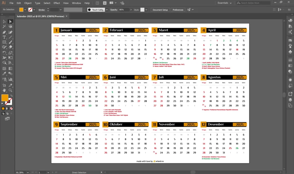 template kalender 2025 ai