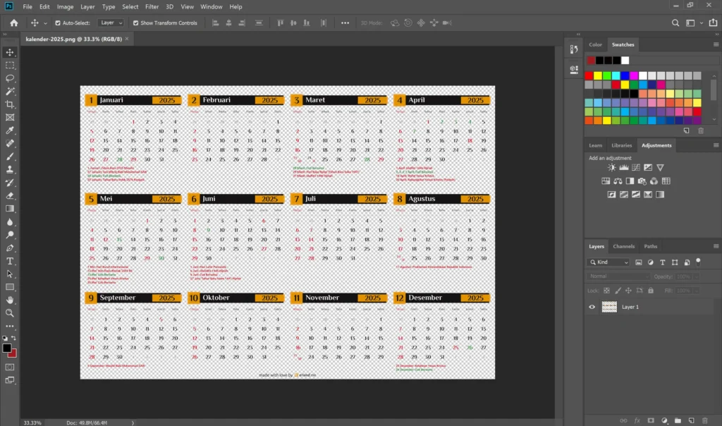 template kalender 2025 png